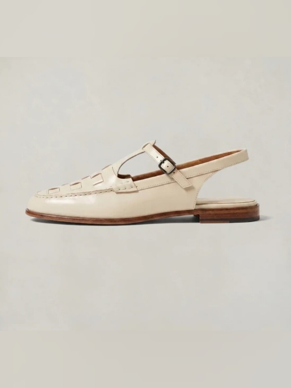 Women's Woven Leather Slingback Sandals In Ivory